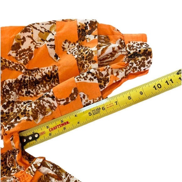 Anthropologie Maeve Orange Tiger Leopard Big Kitty Print Babydoll Mini Dress XS - Picture 6 of 14